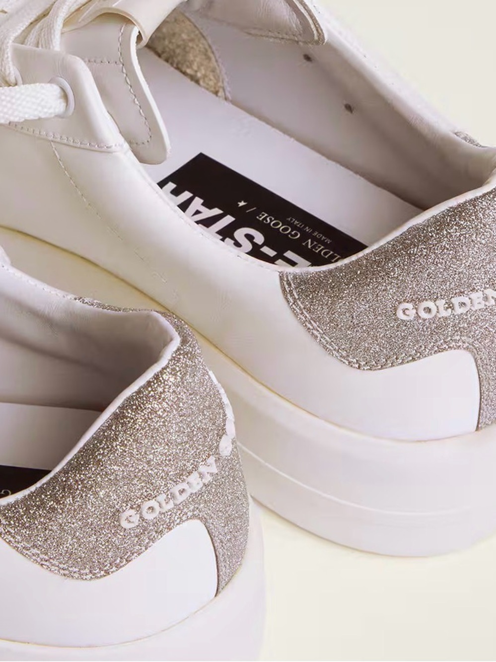 Golden Goose White Leather Star Low-Top Sneaker with Silver Heel Tab - Picture 3 of 10